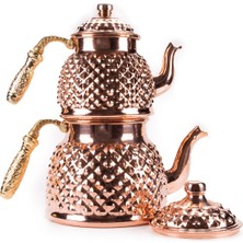 Feyza Design Büyük Boy Kırmızı Bakır Çaydanlık, Şık ve Dayanıklı Tasarım