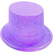 Just Cheap Store Floresan Mor Renk Simli Uzun Fötr Melon Şapka 12 cm