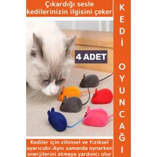 Wintoup Evcil Hayvan Pet Enerji Atma Zihinsel Uyarı Ilgi Çekici Sesli Sevimli Kedi Eğitim Oyun Faresi 4 Adet