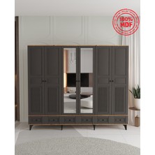 T&B Nil 6 Kapaklı Çekmeceli Gardırop - Tamamı Mdf