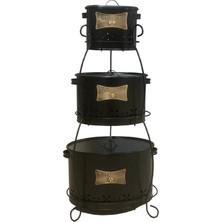 Reoona 3 Katlı Ferforje Lüx Patates, Soğan ve Sarımsak Saklama Kovası Sepeti Seti Siyah