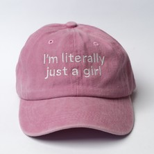 Nome Studio Nakışlı Pembe Şapka Yıkamalı Kumaşlı ve Literally Nakışlı Şapka Pamuklu Siperlikli Ayarlı Şapka