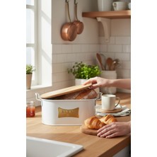 Sedoa Ekmeklik Kesme Tahtalı Ahşap Kapaklı Beyaz