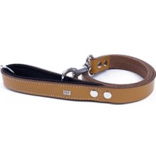  Doggie Konforlu Gerçek Deriden El Yapımı Köpek Gezdirme Kayışı 2,5X120CM - Camel