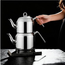 Feyza Design 4 Parça Çelik Çaydanlık Takımı, Dayanıklı ve Şık Tasarım