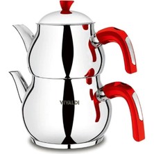 Feyza Design Nostalji Çelik Çaydanlık Mini Set 4 Parça, Şık ve Dayanıklı Tasarım