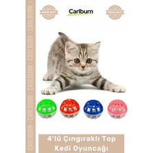 Carlburn Özel Üretim Kedi Oyun Eğlence Canlı Renk Dayanıklı Aktif 4'lü Çıngıraklı Top Kedi Oyuncağı