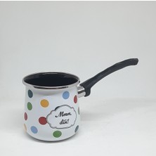 Feyza Design Renkli Puantiyeli Emaye Cezve, Şık ve Dayanıklı Mutfak Gereci