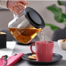 Feyza Design Şeffaf Cam Demlik 1,5 Litre, Süzgeçli, Bitki Çayı Için Ideal, Yükseklik 13 cm