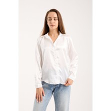 Modazeyosh Kadın Hafif Dökümü Saten Gömlek