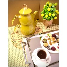 Feyza Design Zeytin Yeşili Emaye Çaydanlık Takımı, Şık ve Dayanıklı Set