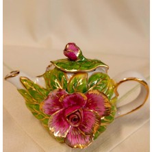 Feyza Design El Boyama Porselen Mini Demlik, Şık ve Zarif Çay Sunumu Için