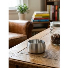 Mucit Home Gümüş Bombeli Paslanmaz Metal Küllük – Modern ve Şık Tasarım