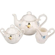 Feyza Design Setabıanca Çay Seti Gılded Butterfly, 3'lü, Şık ve Kullanışlı Tasarım