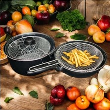 Feyza Design Emaye Kızartma Tenceresi ve Tava Seti, Şık ve Kullanışlı Mutfak Ürünü