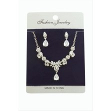 Zero Land Storozal Damla Zirkon Taşlı Set Kolye - Gümüş Rengi