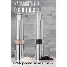 Creatividad Solutions 2'li Karabiber Tuz Öğütücü Profesyonel 304 Paslanmaz Çelik Manuel Baharat Değirmeni 720252