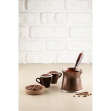 Feyza Design 6 Kişilik Ahşap Saplı Döküm Cezve, Mıknatıslı Ocaklara Uyumlu