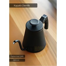 Feyza Design Paslanmaz Çelik Kapaklı Demlik, Indüksiyon Uyumlu, 800 Ml, Şık ve Fonksiyonel