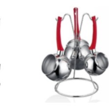 Feyza Design Kırmızı Çelik Mercan Cezve Takımı, Şık ve Dayanıklı Mutfak Aksesuarı