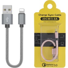 Aesco Ally Iphone Ios 3.0A Hızlı Şarj Halat USB Kablo 20CM-(5775)