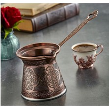 Feyza Design Desenli Döküm Cezve, Büyük Boy, 5 Kişilik, Mıknatıslı Ocak Uyumlu