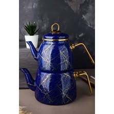 Feyza Design Lacivert Kırık Mermer Desenli Çaydanlık, Şık ve Dayanıklı Tasarım