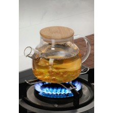 Feyza Design 1000 ml Cam Demlik, Isıya Dayanıklı Borosilikat, Ocaklı Çaydanlık