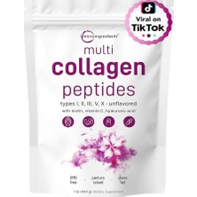 Micro Ingredients Multi Collagen Peptides 1lb Hydrolyzed Type I,ıı,ııı,v,x - Biotin 10000MCG Hyaluronic Acid Vitamin C