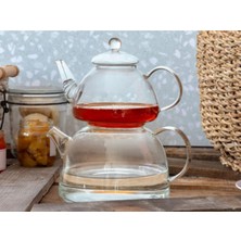 Feyza Design Şeffaf Cam Çaydanlık, 800+1500 Ml, Dayanıklı ve Şık Tasarım