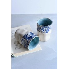 Nora Atelier Ceramic Azure Bloom Serisi, Kulpsuz Amorf Form Mug