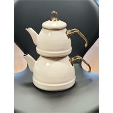 Feyza Design Şık ve Dayanıklı Emaye Çaydanlık Takımı, Set Halinde Kullanıma Hazır