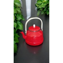 Feyza Design Emaye Kahve ve Bitki Çay Demliği 3,5 Lt, Kırmızı, Vintage, Üstten Saplı