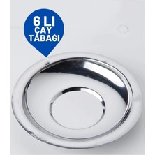 Creatividad Solutions Paslanmaz Çelik Çay Tabağı Seti - Premium 304 Kalite  6 Parça Lüks Aynalı Parlaklık ve Modern Tasarım