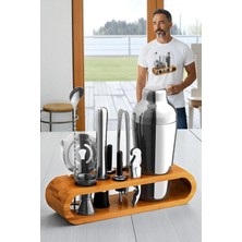 Creatividad Solutions Shaker Kokteyl Set - 10 Parça 750 ml Shaker Coctail Set  Bambu Standlı 722202