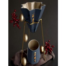 Feyza Design El Yapımı Seramik V60 Dripper ile Mavi Kahve Demleme Seti