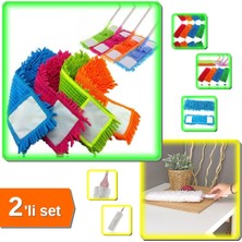 Özgürce Mikrofiber Makarna Mop Paspas Yedeği 60 cm + Toz Alıcı, 2'li Set