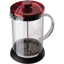 Feyza Design Şık Metalik French Press 350 ml Burgundy Edition, Kahve ve Çay Keyfi