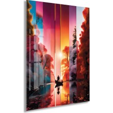 Generic Modern Soyut Gün Batımı Yolculuk Cam Tablo – Renk Geçişli Doğa Temalı Sanatsal Uv Baskılı Temperli Cam Duvar Tablosu - PEONY020