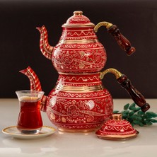 Feyza Design El Yapımı Bakır Çaydanlık, Ahşap Kulplu, Şık ve Dayanıklı Tasarım
