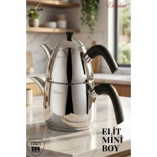 Feyza Design Mini Bakalit Çaydanlık Takımı, Siyah, Kulplu, Şık ve Kullanışlı