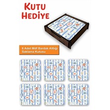 UNT 6’lı Mdf Bardak Altlığı Saklama Kutulu – Dekoratif Akdeniz Esintileri Desenli