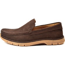 Onlo Ayakkabı K3319-179 Hakiki Deri Nubuk Mokasen Ortopedik Marin Erkek Ayakkabı