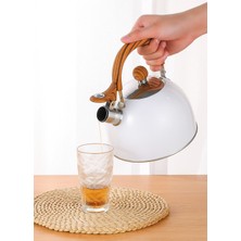 Feyza Design Paslanmaz Çelik Demlik Beyaz Renk 1,5 Litre Sağlam ve Şık Tasarım