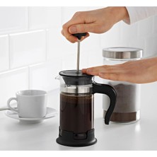 Feyza Design Şeffaf Cam French Press, 400 Ml, 17 Cm, Bitki Çayı ve Kahve Demliği