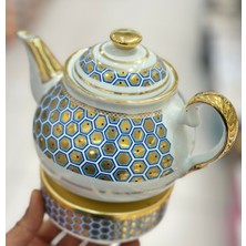 Feyza Design Şık Porselen Demlik ve Isıtıcı Petek, Sıcak Çay Keyfi Için Ideal Set