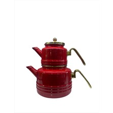 Feyza Design Kırmızı Emaye Çaydanlık Takımı, Şık ve Dayanıklı Tasarım