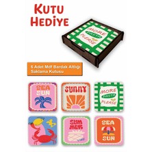UNT 6’lı Mdf Bardak Altlığı Saklama Kutulu – Dekoratif Akdeniz Esintileri Desenli