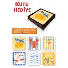 UNT 6’lı Mdf Bardak Altlığı Saklama Kutulu – Dekoratif Akdeniz Esintileri Desenli