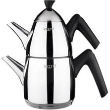 Feyza Design Soft Touch Siyah Çaydanlık Seti 0,75 Lt + 1,5 Lt, Şık ve Dayanıklı